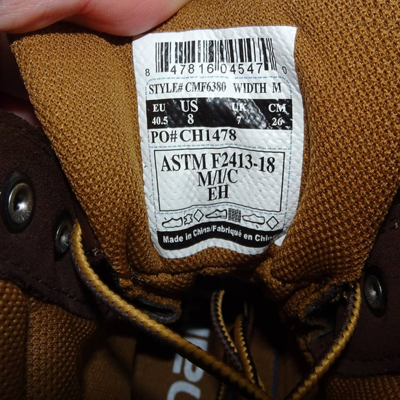 Carhartt Men's CMF6371 Construction Boot, Dark Brown Oil Tanned, Sz 8 - Picture 8 of 12